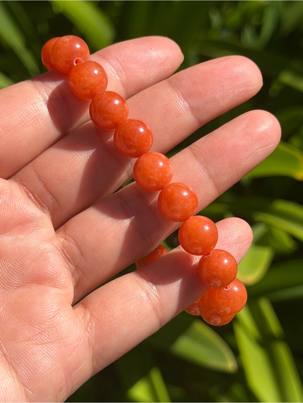 10mm Stretchable Orange Dyed Quartz Bracelet 2564 - Picture 8 of 8